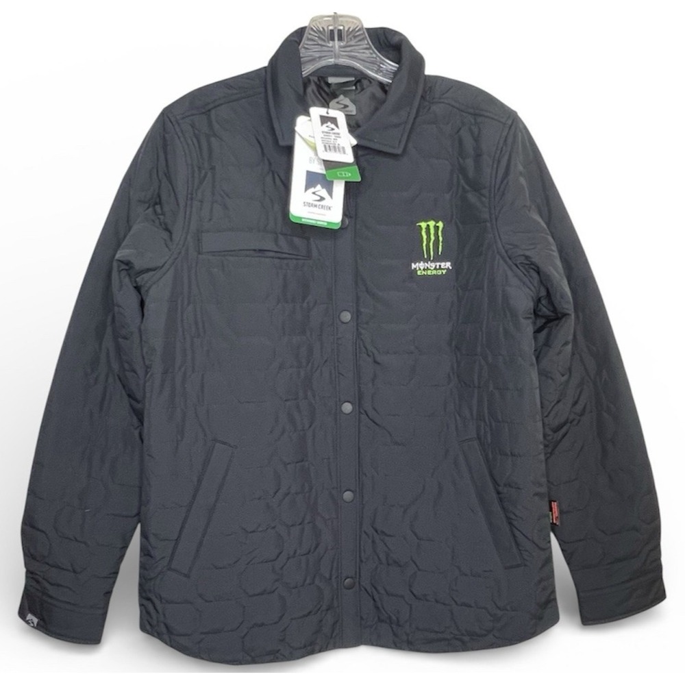 MONSTER Energy Embroidered STORM CREEK Navy Blue Quilted Insulated Jacket Small